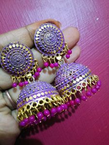 Purple Jhumka Earrings