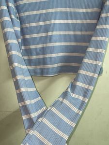 Cute Blue Full Sleeved Crop Top