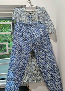 Printed Blue Kurta Set
