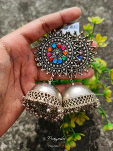 Oxidized Jhumka Earrings