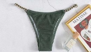 Olive Green Chain Detail Bikini Bottom