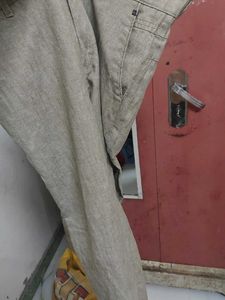 Khaki Linen Blend Trousers