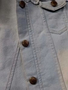 Light Blue Denim Vest with Pearls