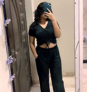Chic Black Adjustable Length Tie Up Top