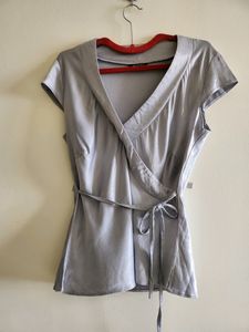 Satin V Neck Tie Top