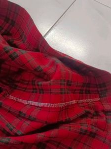 Red Plaid Pleated Skirt, uniform skirt