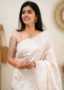 Elegant White &amp; peach Saree