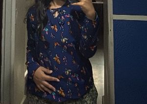 Blue Floral Print Top