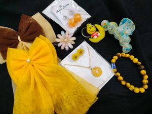 Yellow Jewelry & Hair Accessories Bundle