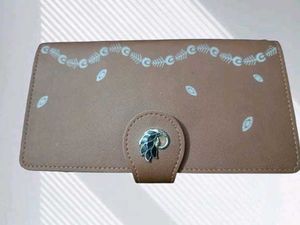 Brown Wallet with Leaf Clasp