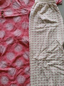 Peach Printed Kurta Set