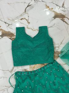 A Beautiful Lehanga In Sea Green Colour