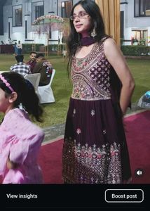 Purple Embroidered Anarkali Dress