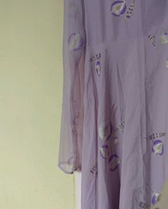Lavender Floral Kurta With Dupatta And Pants