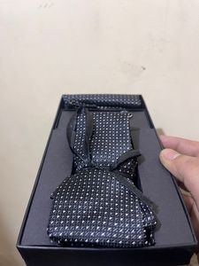 Set Of Black Dotted Tie | Pocket Square | Cufflink
