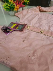 Pink Kurta Set With Freebies