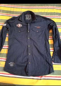 Vintage Style Navy Button-Down Shirt