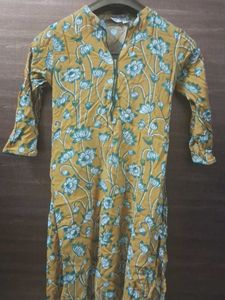 Max Mustard Floral Print Kurta