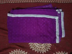 Fully Chikankari Work Saree With Lace
