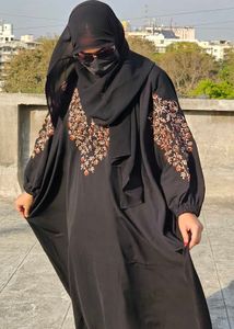 Floral Dubai Imported Black Abaya For Women