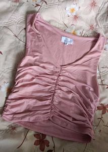 Ruched Front Peach Crop Top