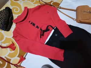 Red Crop Top With Full Sleeves