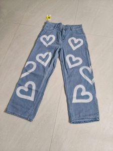 Heart Print Flare Jeans