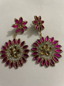 Pink Flower Earrings
