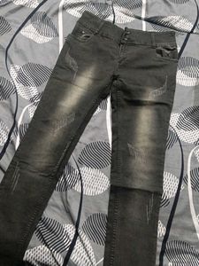 Distressed Gray Denim Jeans