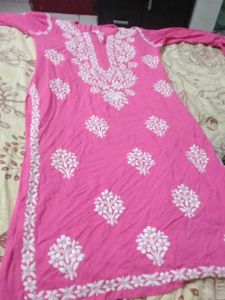 Pink chikankari Kurta