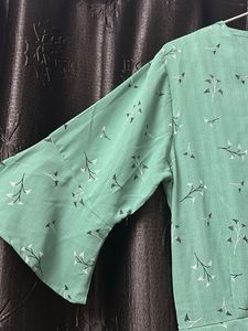 Green Floral Button-Down Top