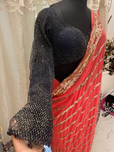 Elegant Coral Saree