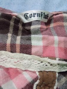 Pink &amp; Brown Plaid Ruffle Top