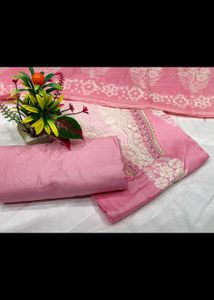 Pink Floral Dress Material