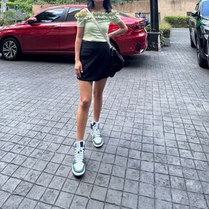 Sage Green Ruffle Crop Top