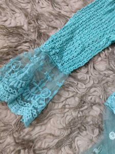 Whimsical Mermaidcore Lace Embroided Shrug