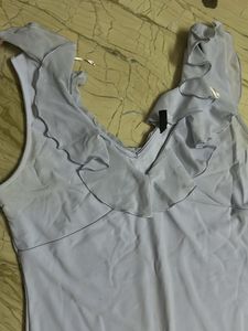 Ruffled Light Blue Mini Dress