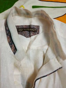 Elegant Beige Shirt with Chinese Collar