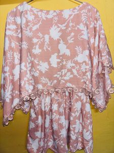 Floral Print Dress with Crochet Trim