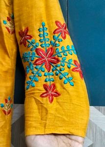 Embroidered Mustard Kurti