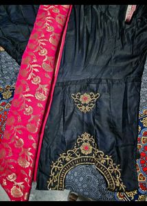 Long Gown Dress With Banarasi Dupatta