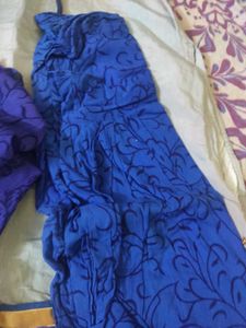 L-xl size grand work Elegant Grey &amp; Blue Kurta Set