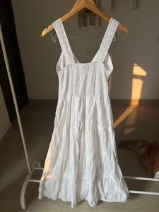 White Tiered Lace Trim Maxi DRESS