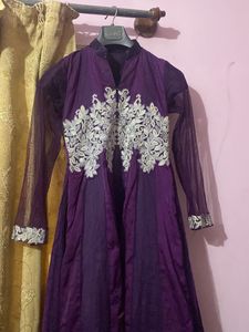 Purple Anarkali Suit with Embroidery