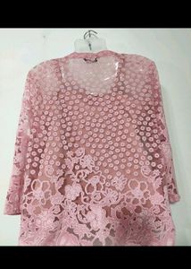 MAX Pink Sheer Top With Attached Camisole