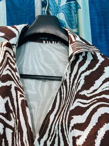Brown Whitish Wrap Shirt