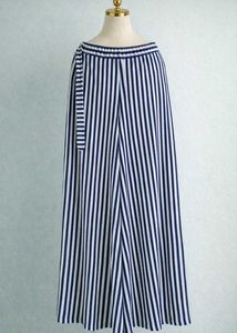 Striped Wide Leg Palazzo Pants with belt