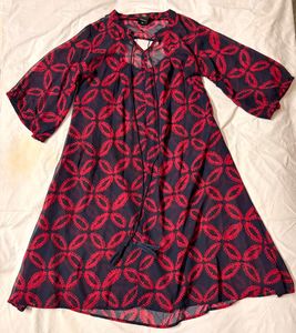 Chic Navy &amp; Red Sheer Dress