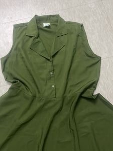 bottle green flare maxi dress