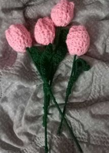 Crochet Pink Tulip 🌷 Bouquet Pack Of 4